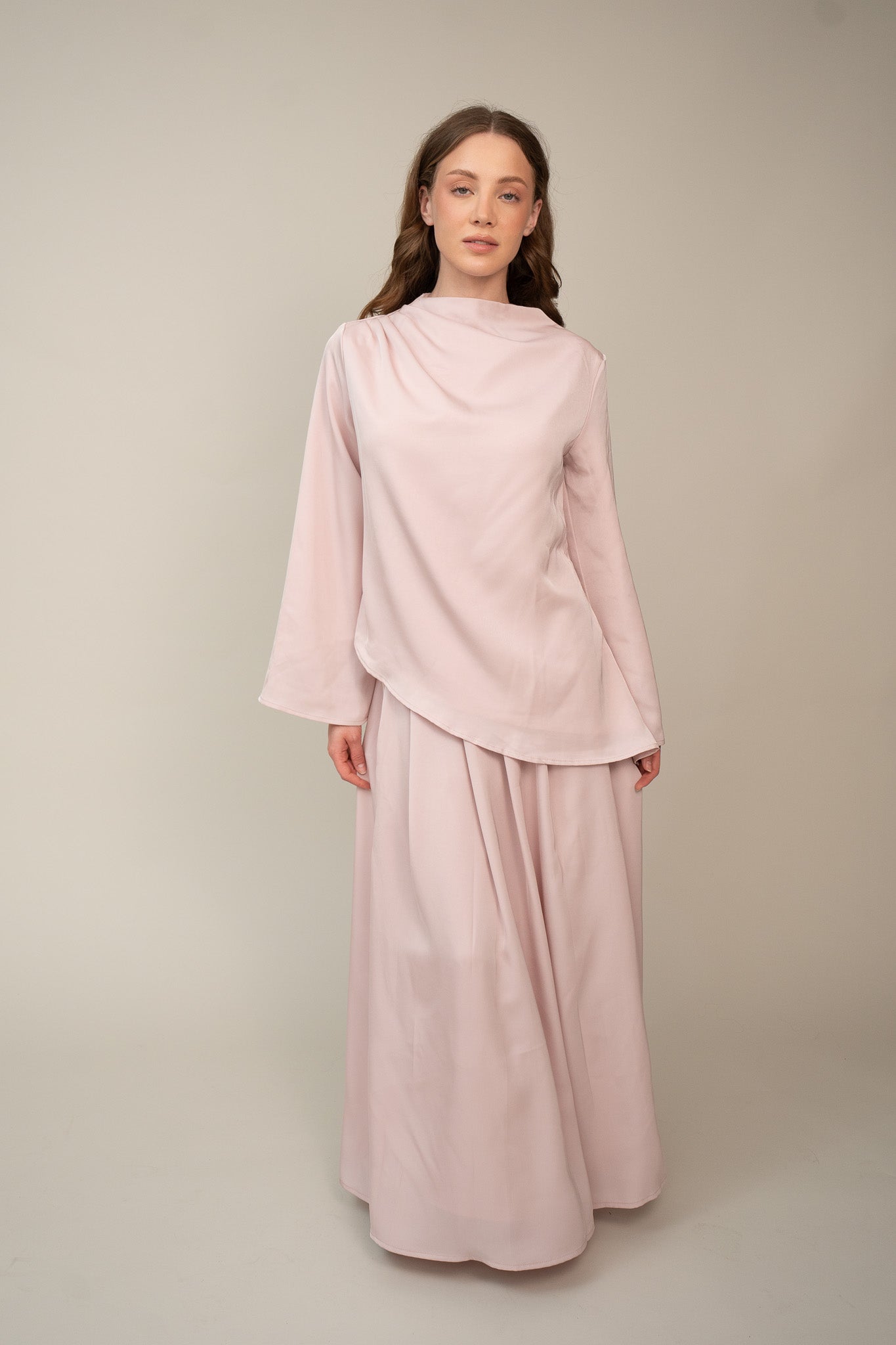 Asymmetrical Skirt Set - Cloud Pink
