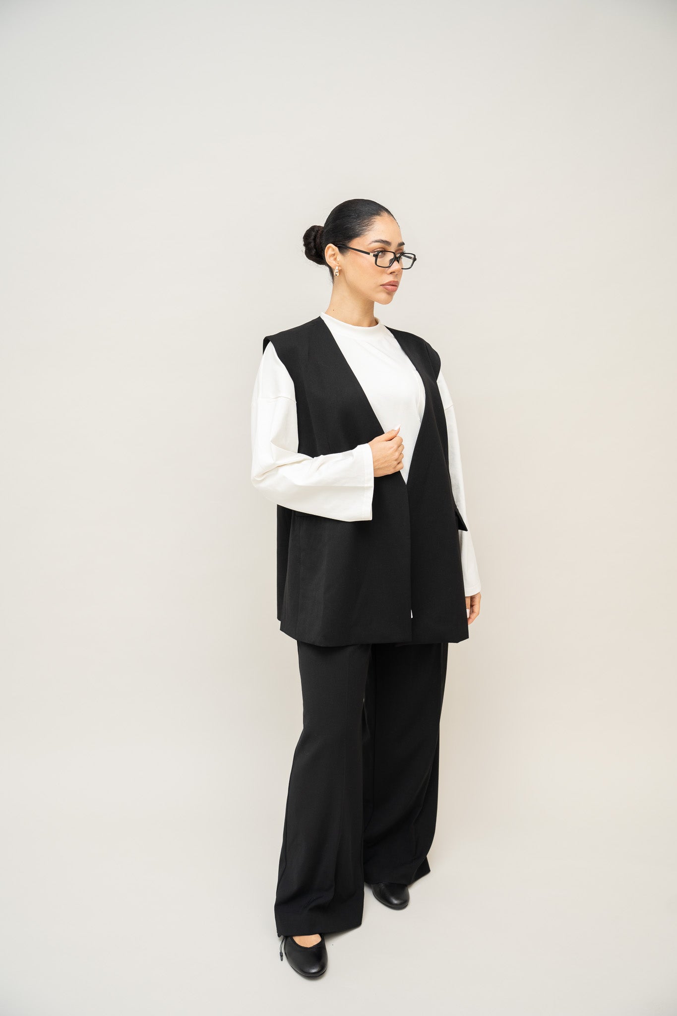 Longline Sleeveless Blazer - Black