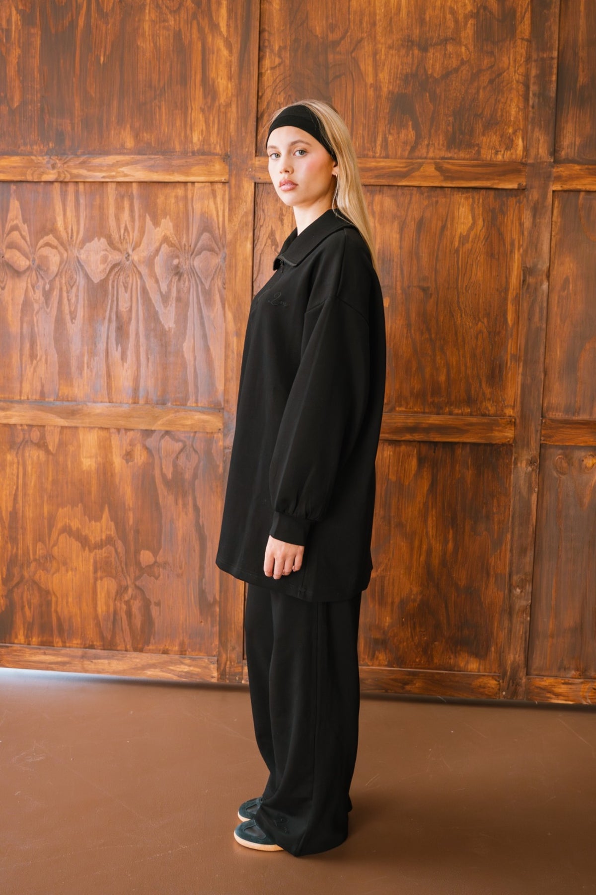 Comfy Zip-Up Tracksuit – Black