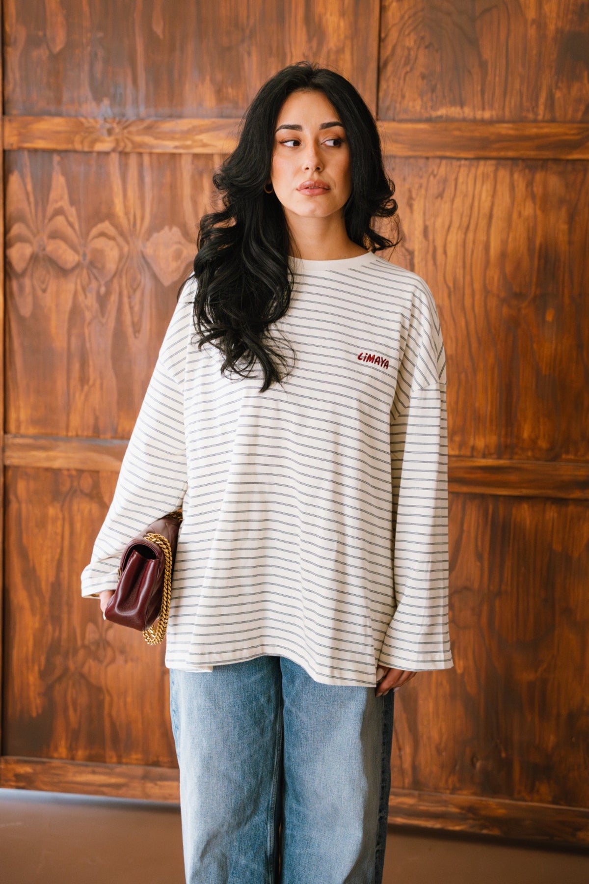 Striped Long Sleeve - Off-White / Navy Blue