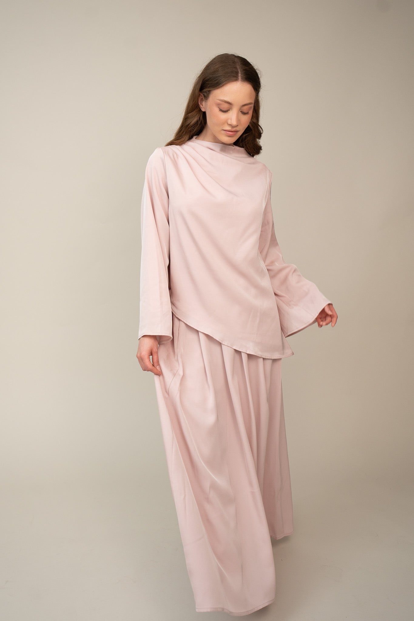 Asymmetrical Skirt Set - Cloud Pink
