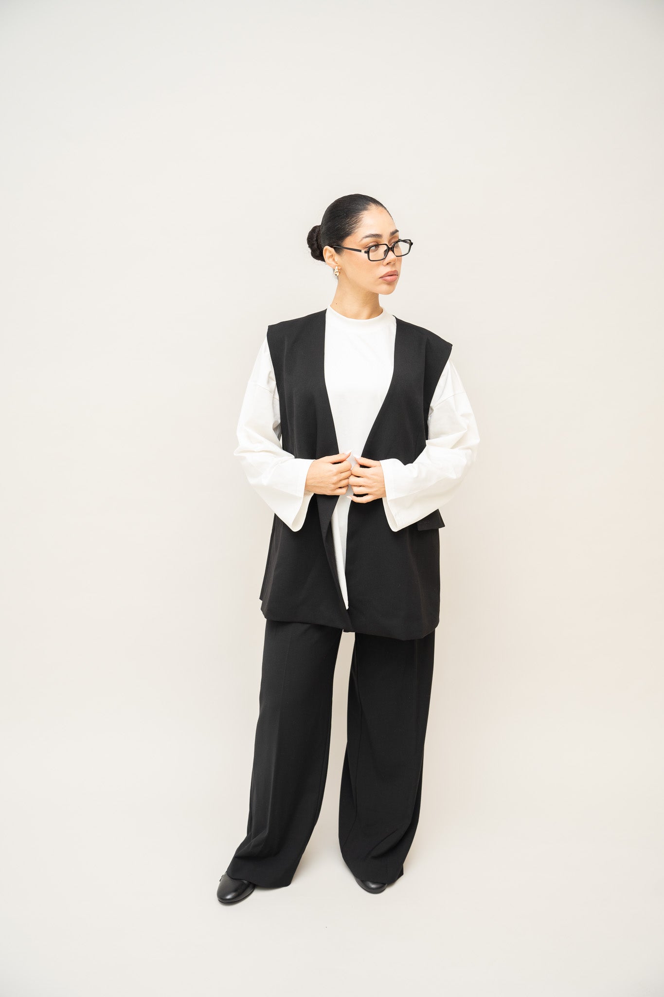 Longline Sleeveless Blazer - Black