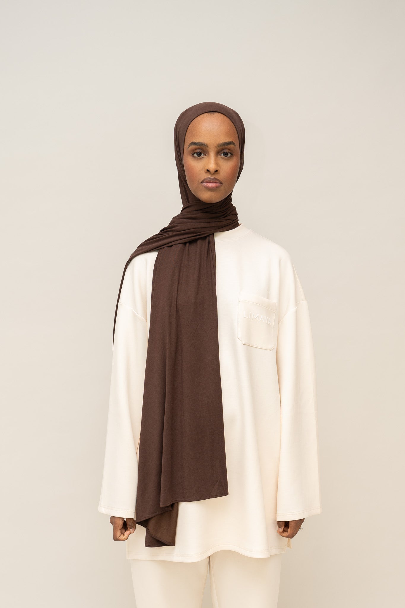 Airy Jersey Scarf - Deep Brown