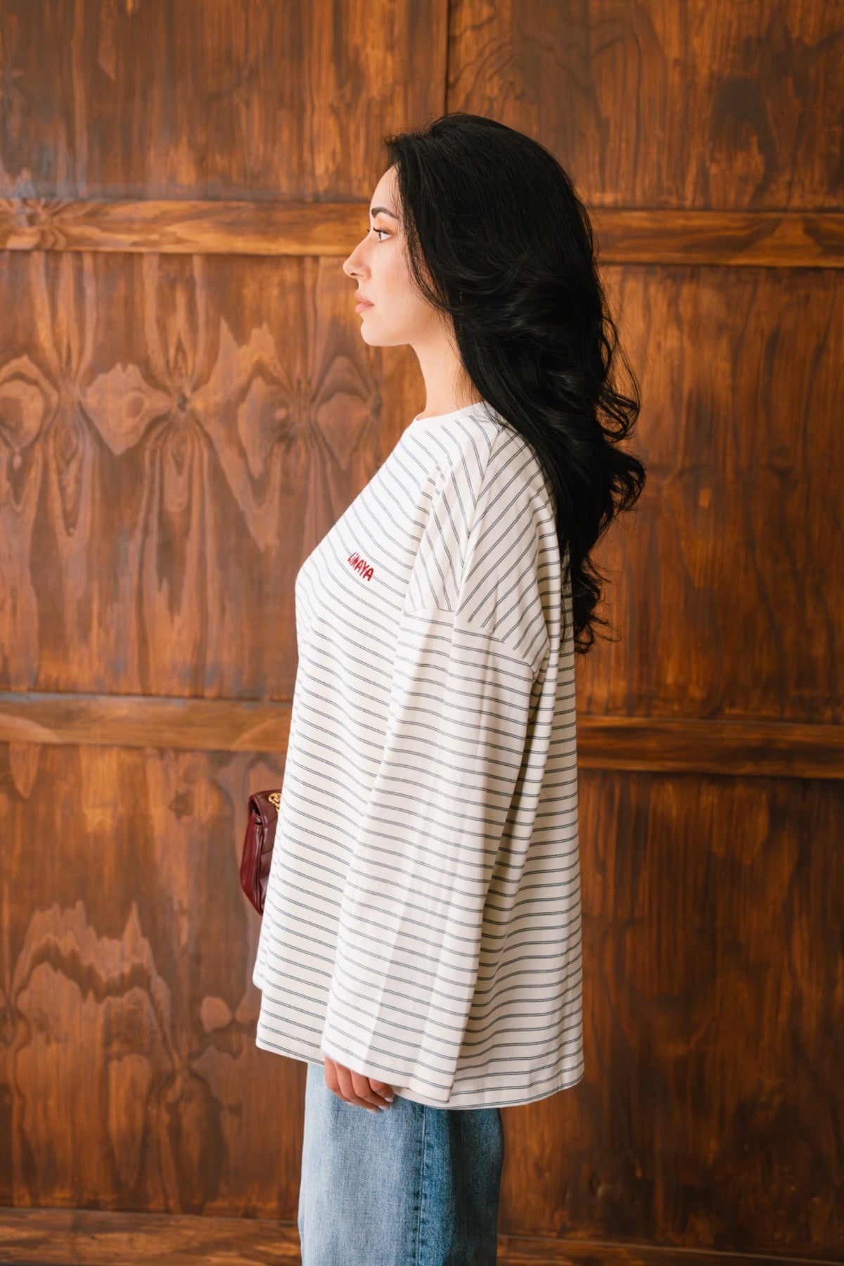 Striped Long Sleeve - Off-White / Navy Blue