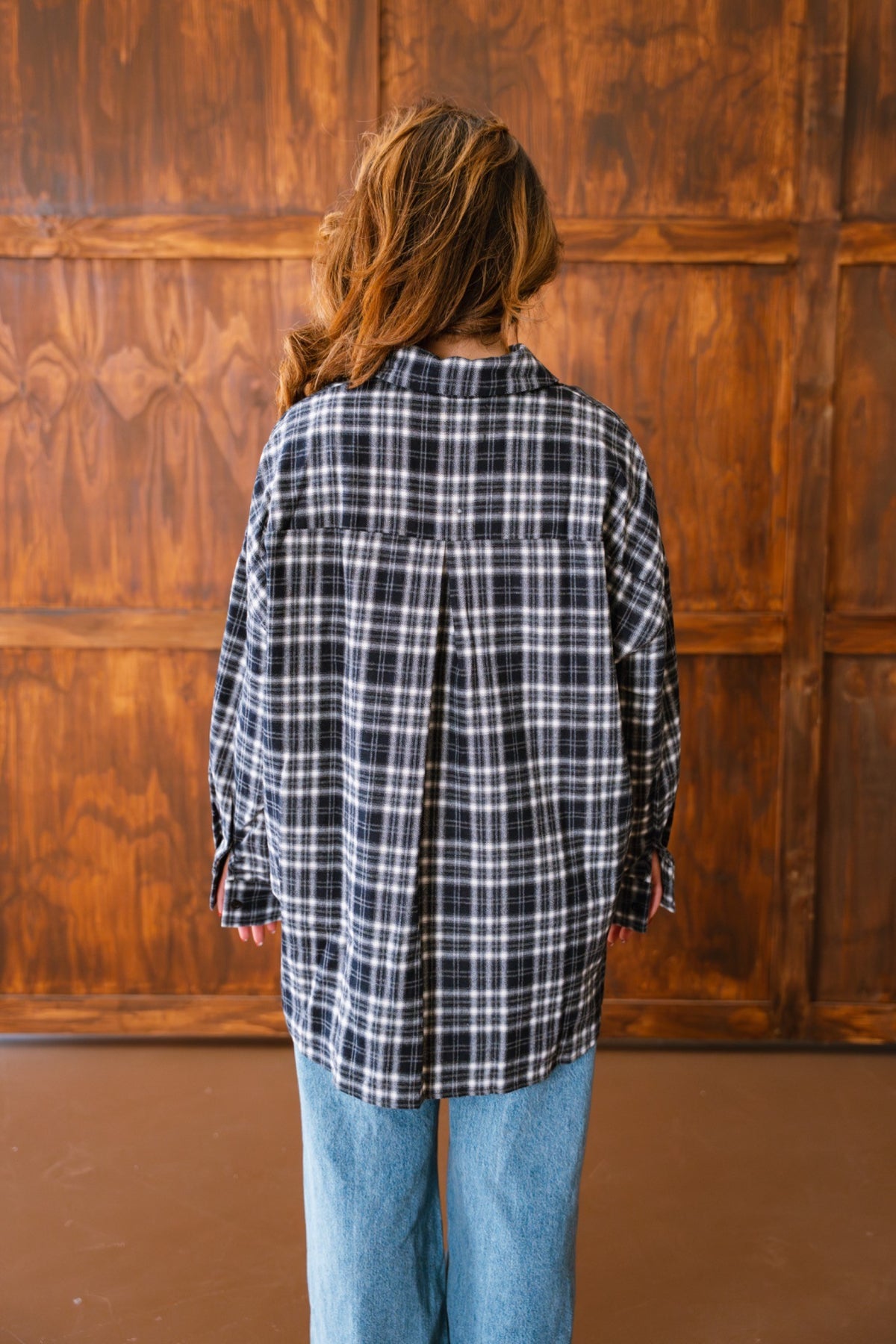 Checked Blouse - Navy